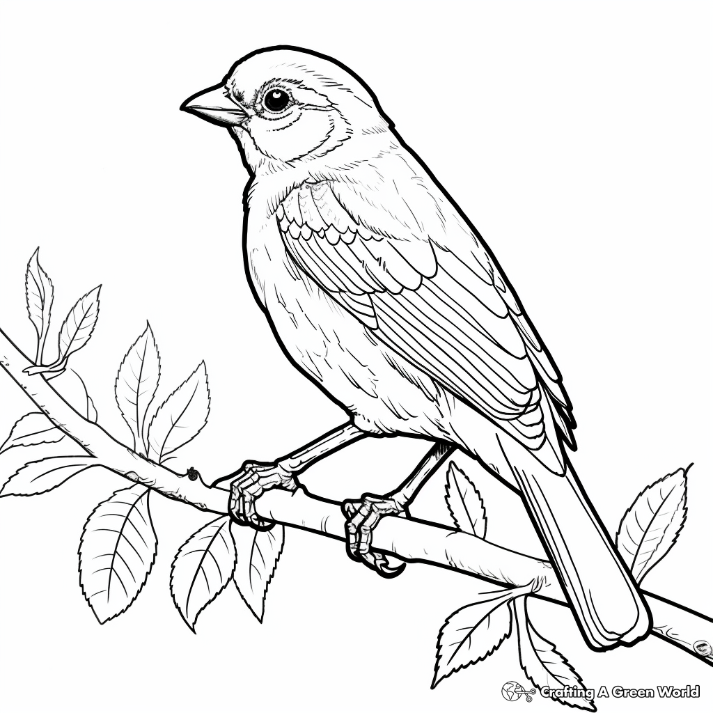Golden-Crowned Sparrow Coloring Pages for Adults 1