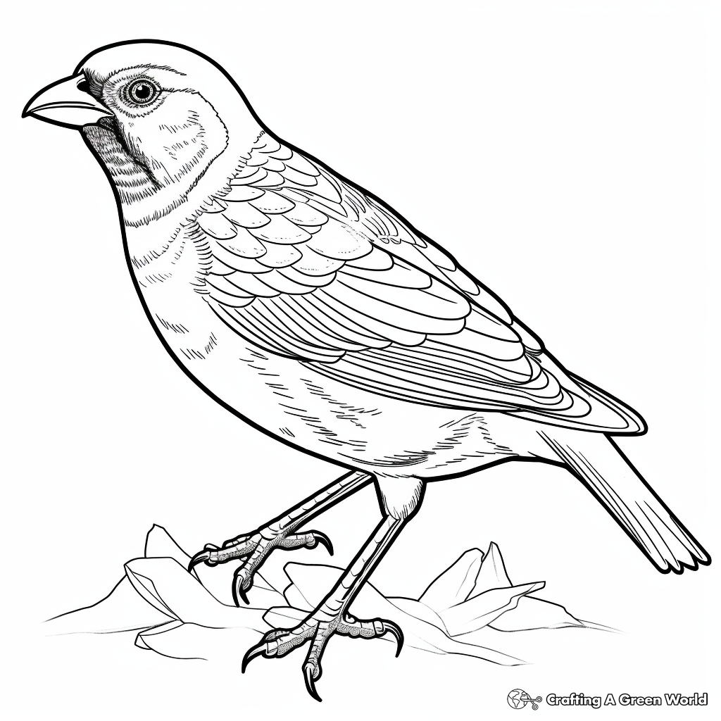 Golden-Crowned Sparrow Coloring Pages for Adults 2
