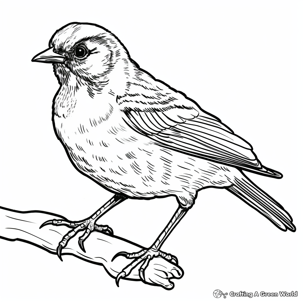 Golden-Crowned Sparrow Coloring Pages for Adults 4