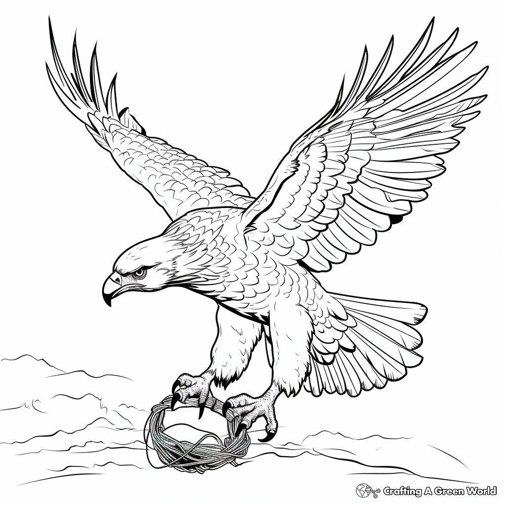 Golden Eagle Catching Prey Coloring Sheets 1