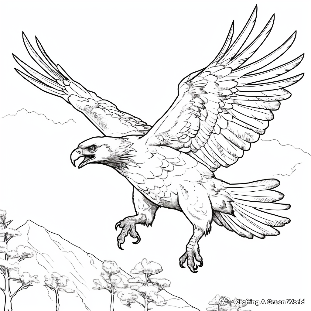 Golden Eagle Catching Prey Coloring Sheets 3