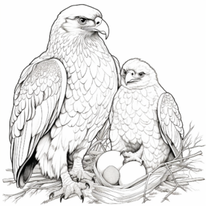 Golden Eagle Family Coloring Pages: Male, Female, and Eaglets 4