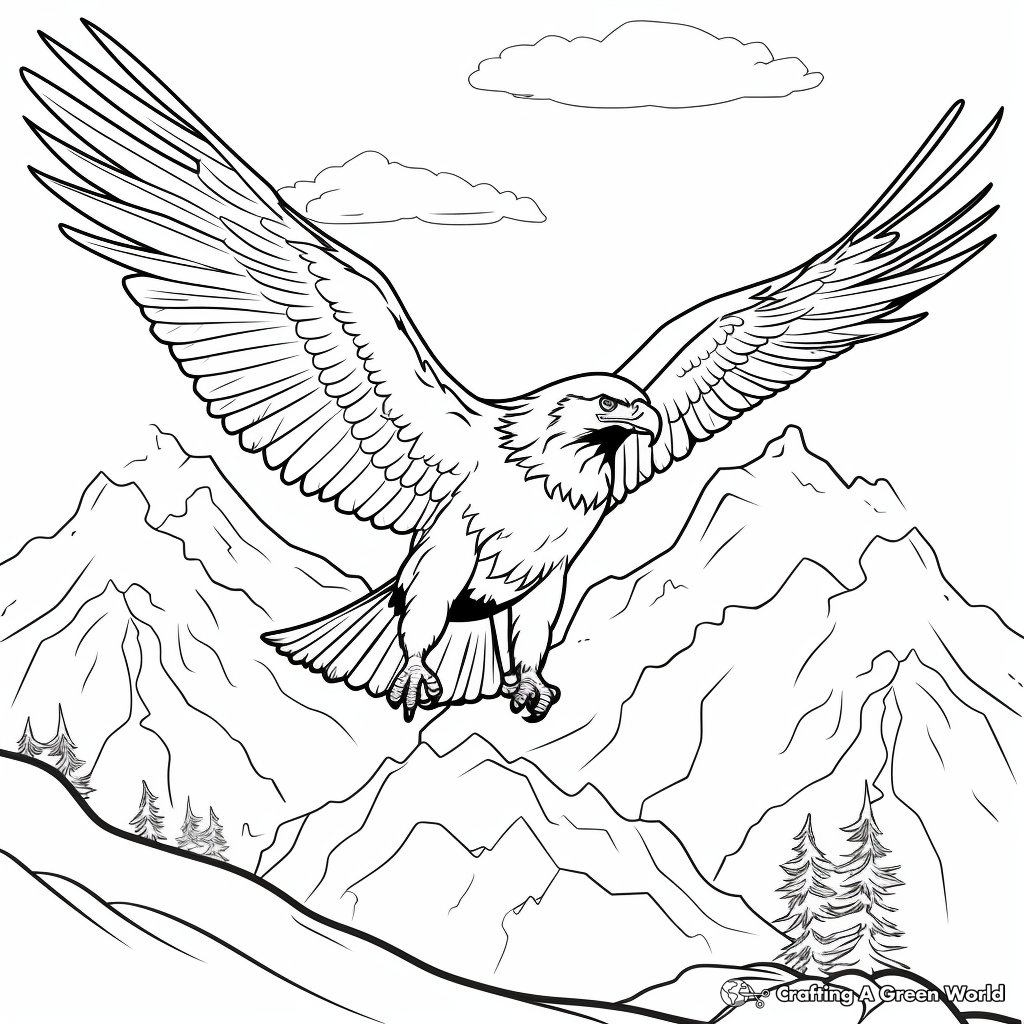 Golden Eagle in Mountain Environment Coloring Pages 3