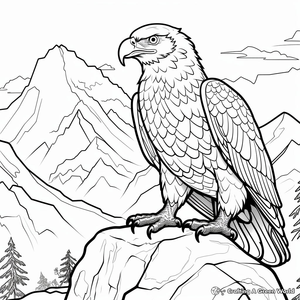 Golden Eagle in Mountain Environment Coloring Pages 4