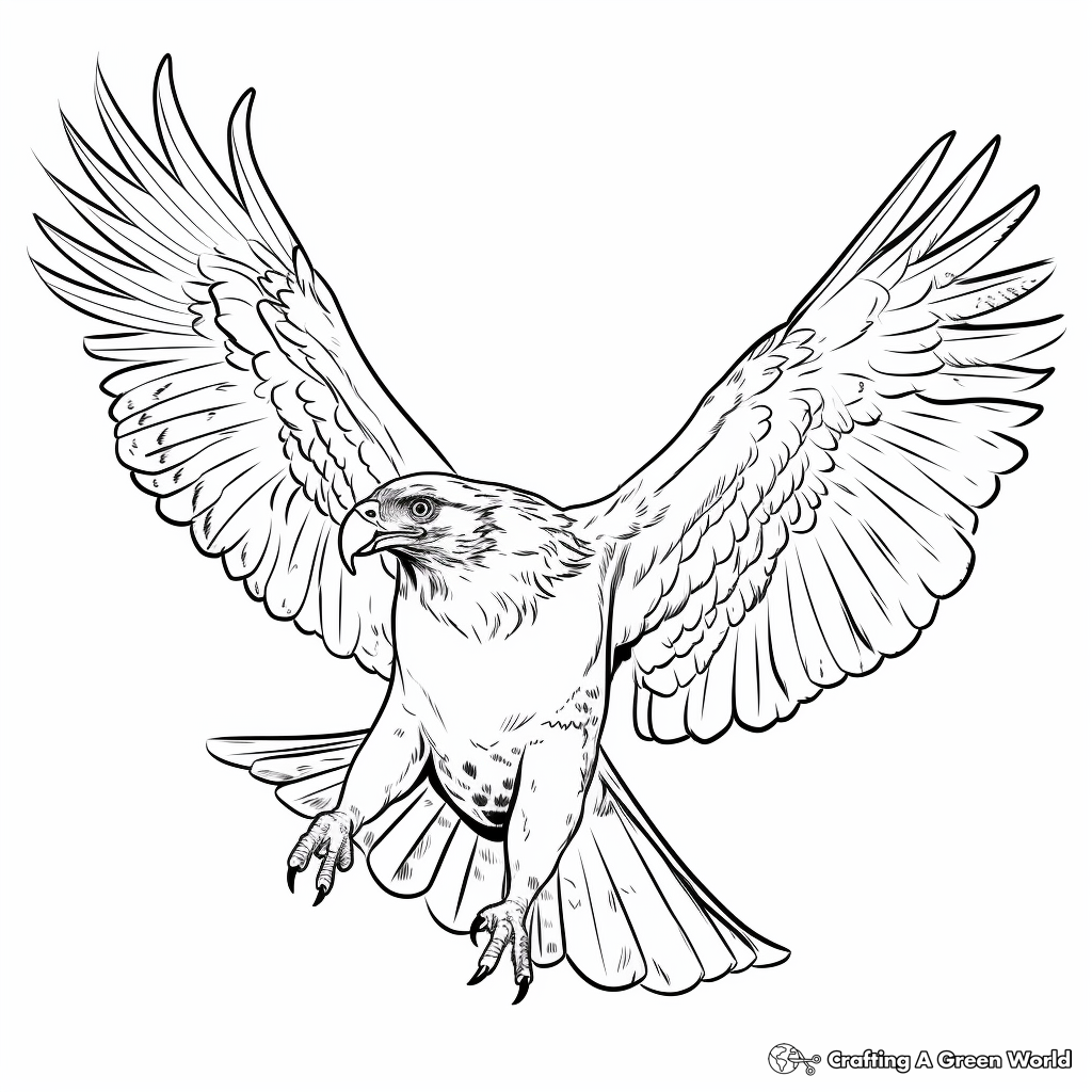 Golden Eagle vs Hawk Aerial Fight Coloring Pages 2