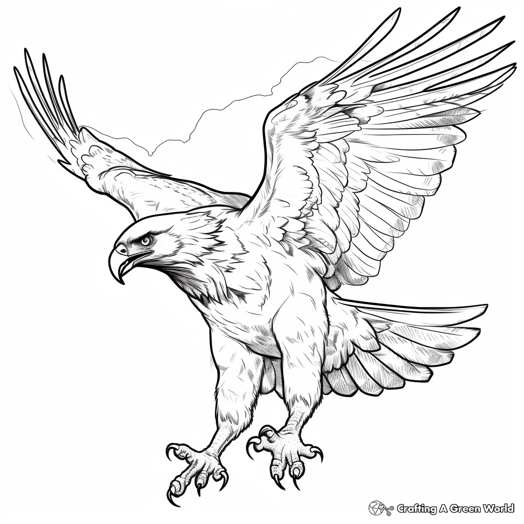 Golden Eagle vs Hawk Aerial Fight Coloring Pages 3