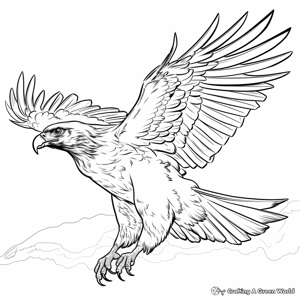 Golden Eagle vs Hawk Aerial Fight Coloring Pages 4