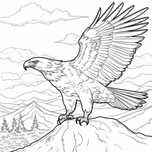 Golden Eagles in the Wild: Sky-Scene Coloring Pages 3