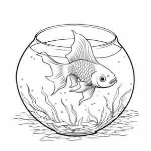 Goldfish in a Bowl Coloring Pages 1