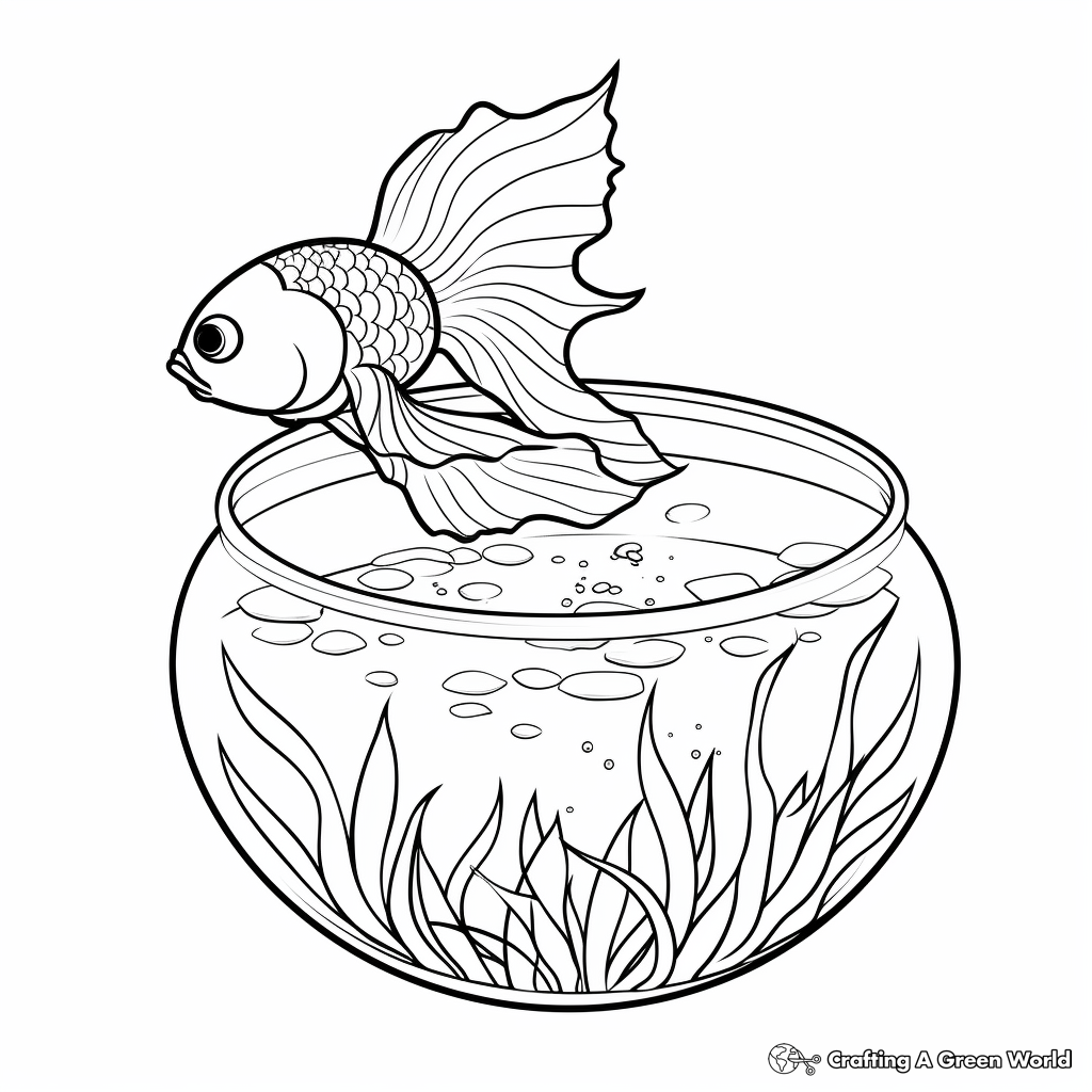 Goldfish in a Bowl Coloring Pages 2