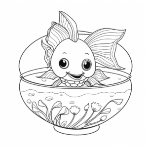 Goldfish in a Bowl Coloring Pages 3