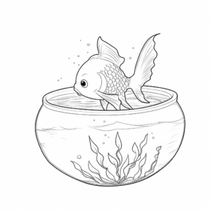 Goldfish in a Bowl Coloring Pages 4