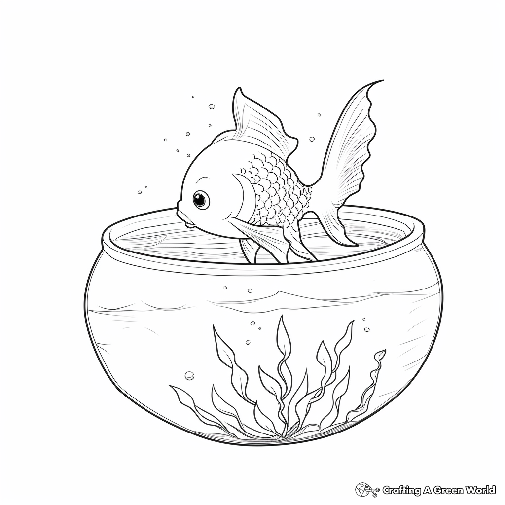Goldfish in a Bowl Coloring Pages 4