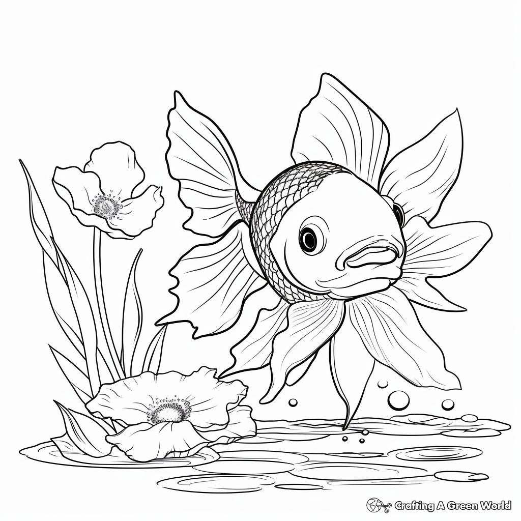 Goldfish in Aquatic Plants Coloring Pages 4