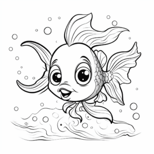 Goldfish with Lovely Bubbles Coloring Pages 3