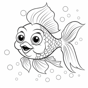 Goldfish with Lovely Bubbles Coloring Pages 4