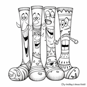 Goofy Mismatched Socks Coloring Pages 4