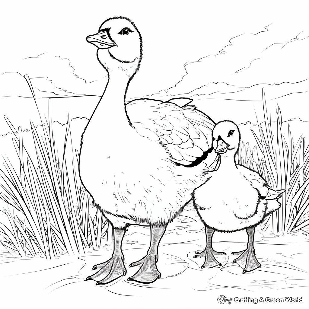 Goose Chicks Coloring Pages for Children 2