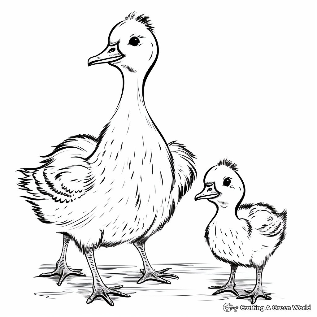 Goose Chicks Coloring Pages for Children 4