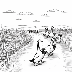 Goose Migration Scene Coloring Pages 2