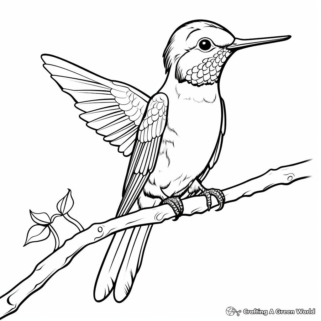Gorgeous Broad-Tailed Hummingbird Coloring Sheets 1