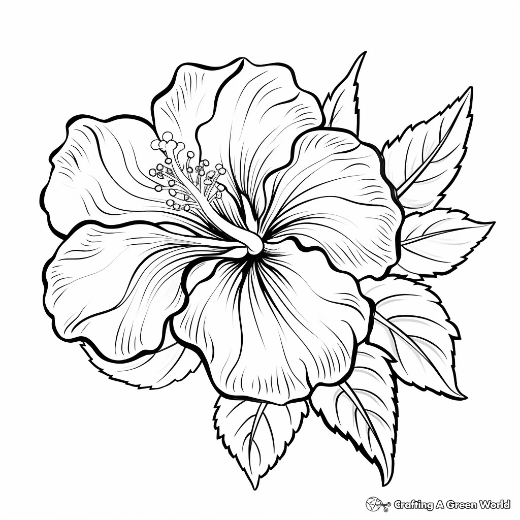 Gorgeous Hibiscus Flower Coloring Pages 3