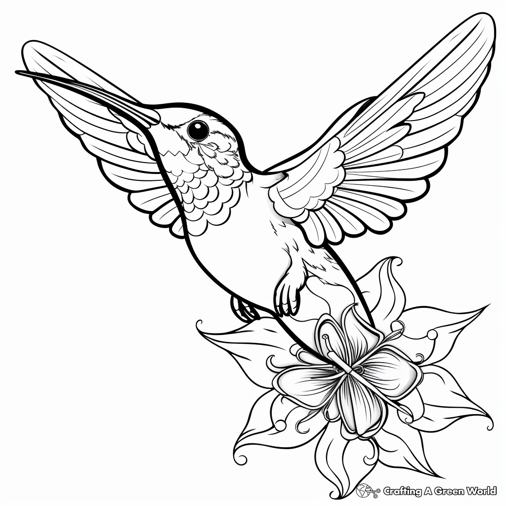 Gorgeous Hummingbird and Butterfly Coloring Pages 4