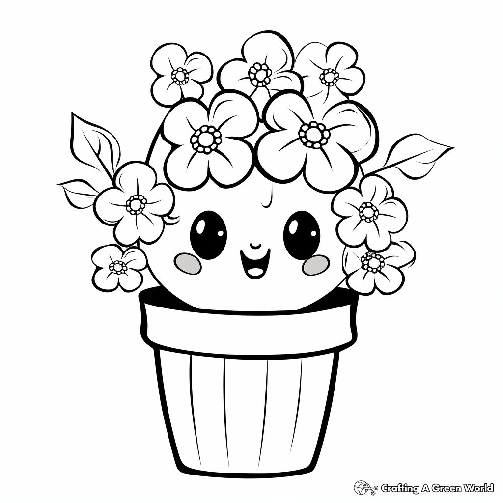 Gorgeous Hydrangea in a Flower Pot Coloring Sheets 1