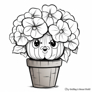 Gorgeous Hydrangea in a Flower Pot Coloring Sheets 2
