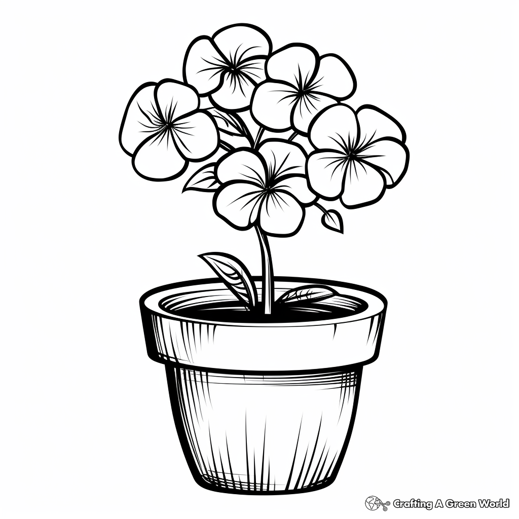 Gorgeous Hydrangea in a Flower Pot Coloring Sheets 3