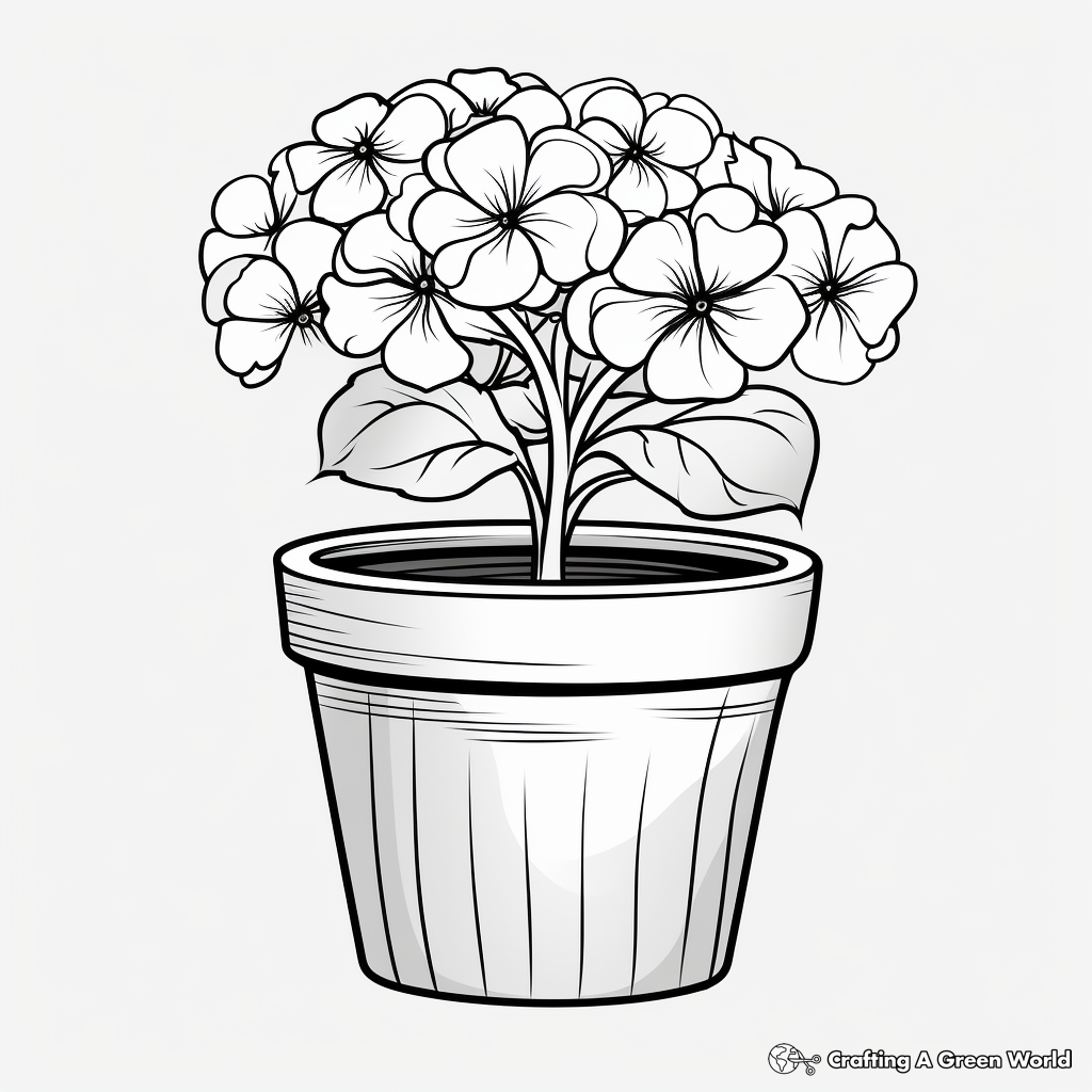 Gorgeous Hydrangea in a Flower Pot Coloring Sheets 4