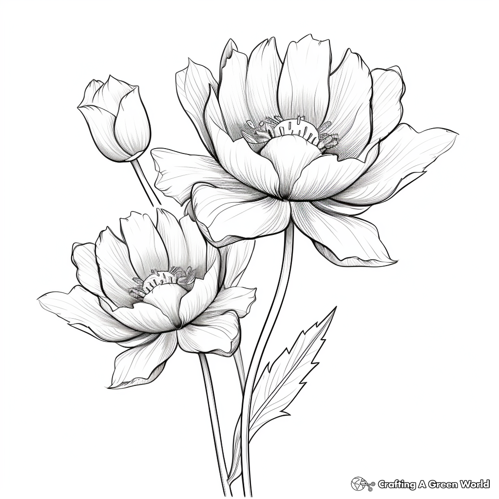 Gorgeous Lotus Flower Coloring Pages 1