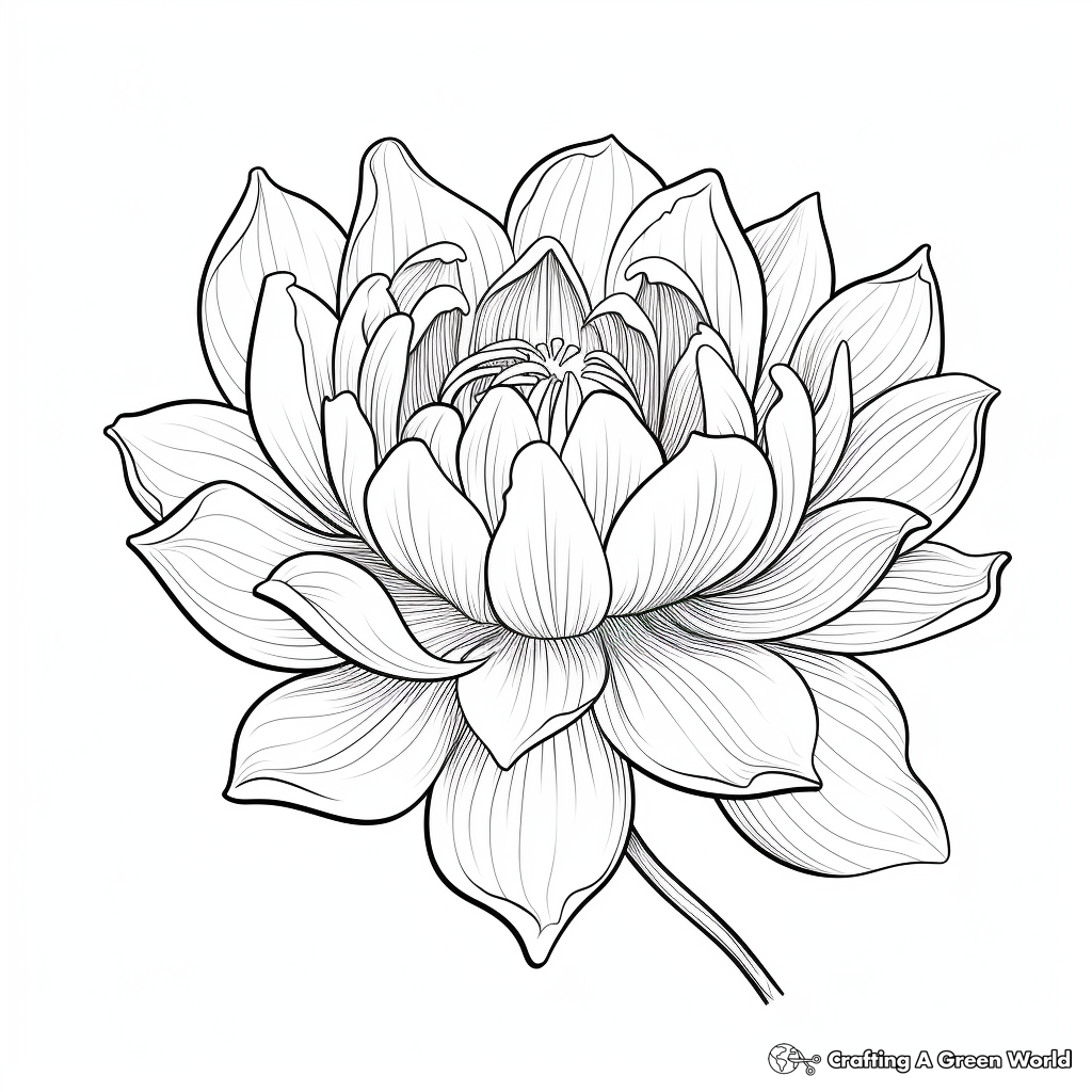 Gorgeous Lotus Flower Coloring Pages 3