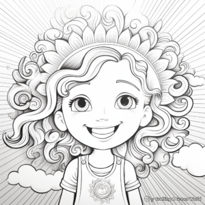 Gorgeous Rainbow with Sunshine Coloring Pages 2