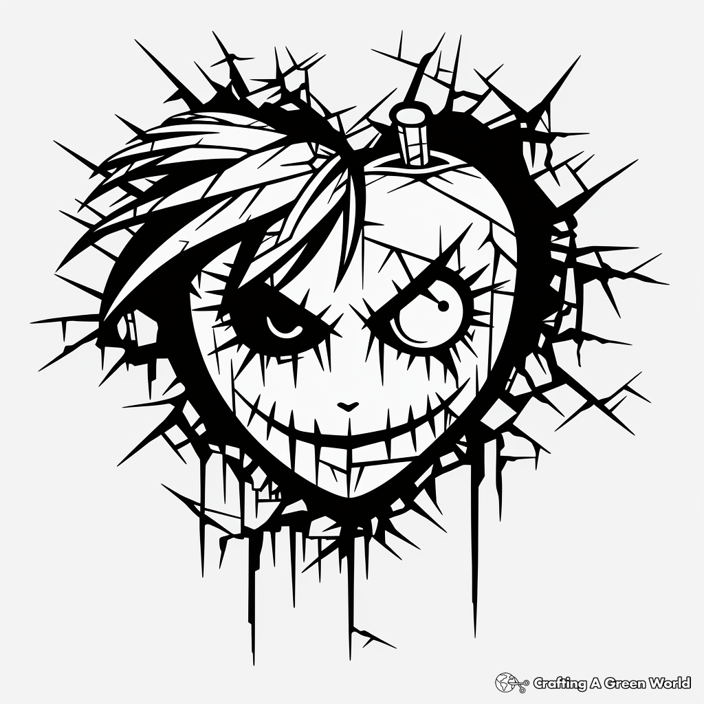 Gothic Broken Heart Coloring Pages for Teens 3