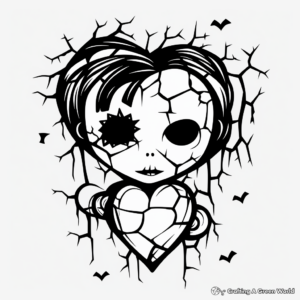 Gothic Broken Heart Coloring Pages for Teens 4