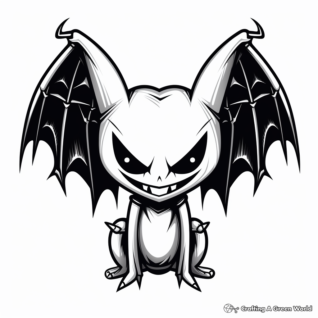 Gothic Heart with Bat Wings Coloring Pages 1