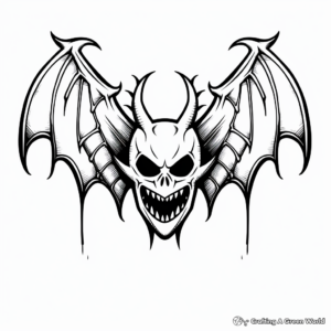 Gothic Heart with Bat Wings Coloring Pages 3