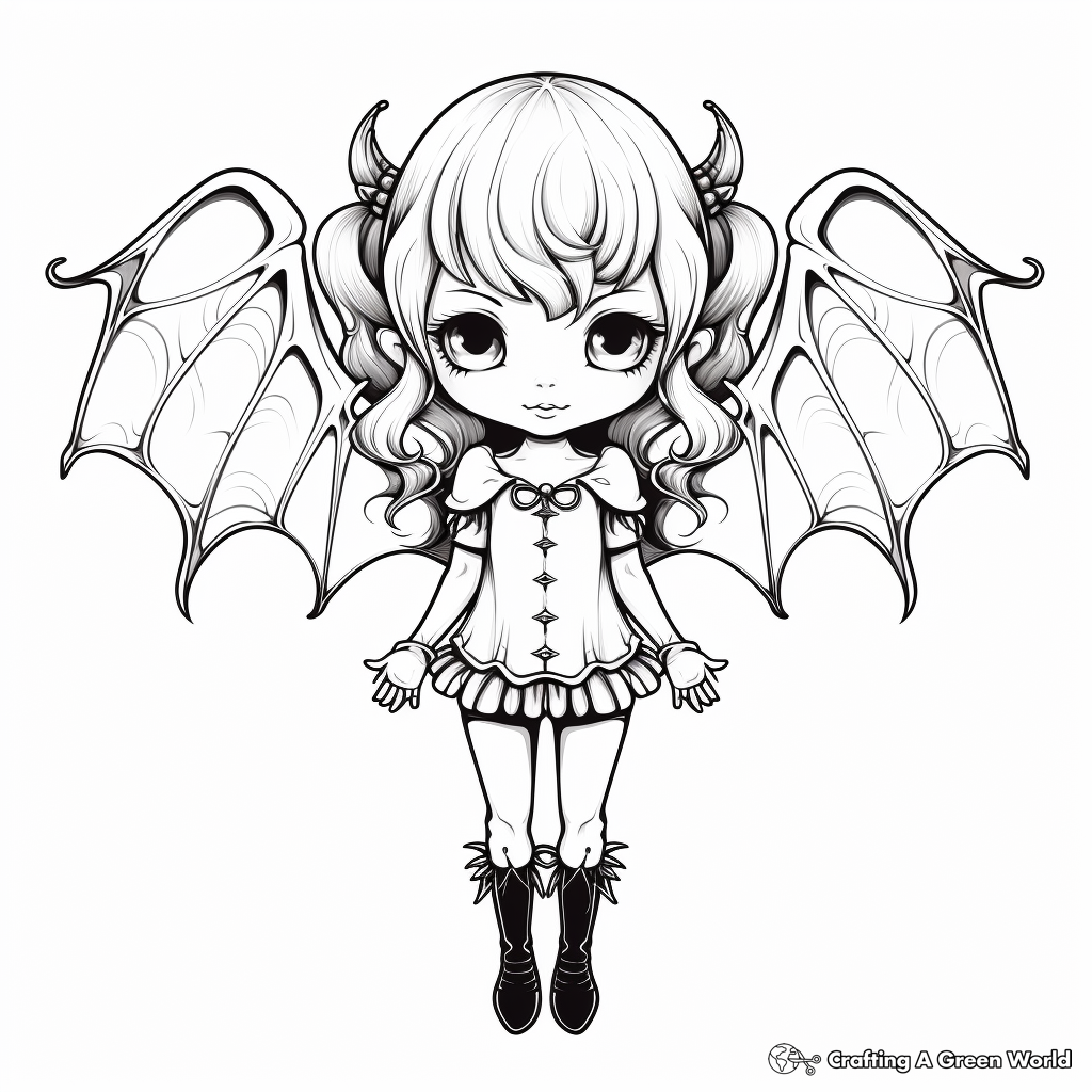 Gothic Inspired Bat Wings Coloring Pages 3