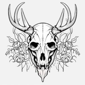Gothic Style Deer Skull Coloring Pages 1