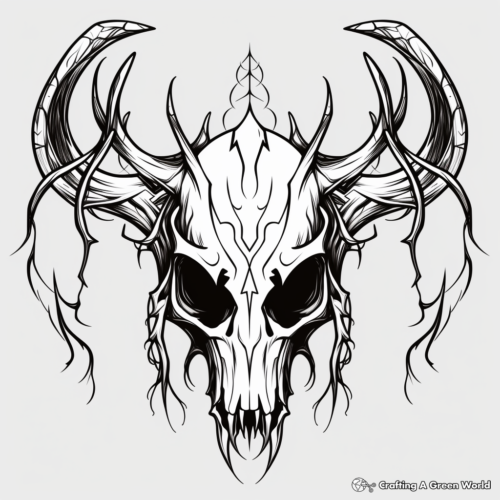 Gothic Style Deer Skull Coloring Pages 3