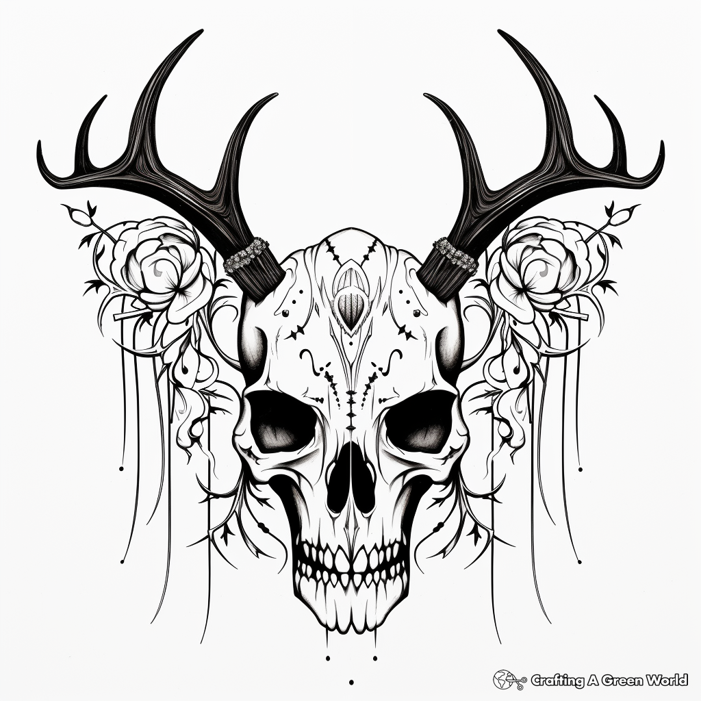 Gothic Style Deer Skull Coloring Pages 4