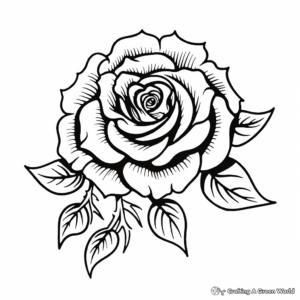 Gothic Styled Rose Tattoo Coloring Sheets 1