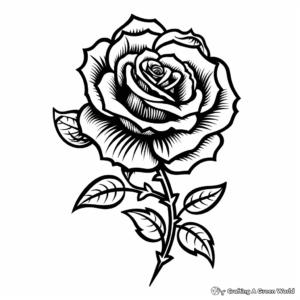 Gothic Styled Rose Tattoo Coloring Sheets 3