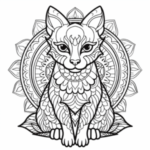 Graceful Siamese Cat Mandala Coloring Pages 1