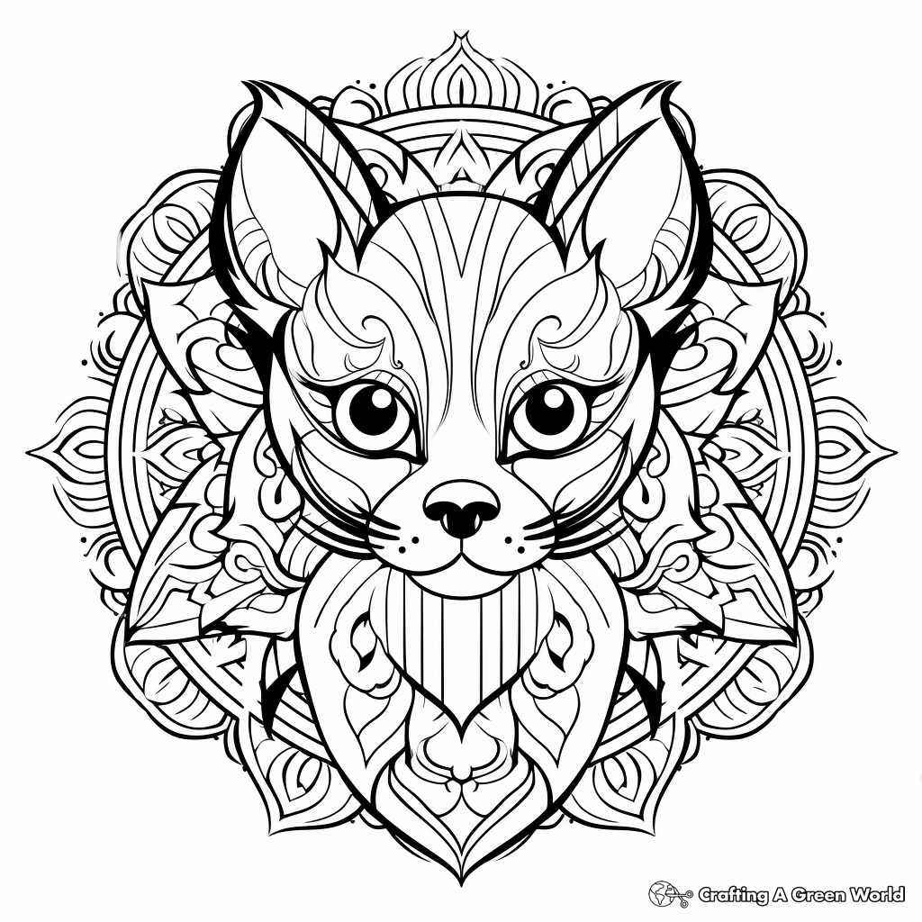 Graceful Siamese Cat Mandala Coloring Pages 3