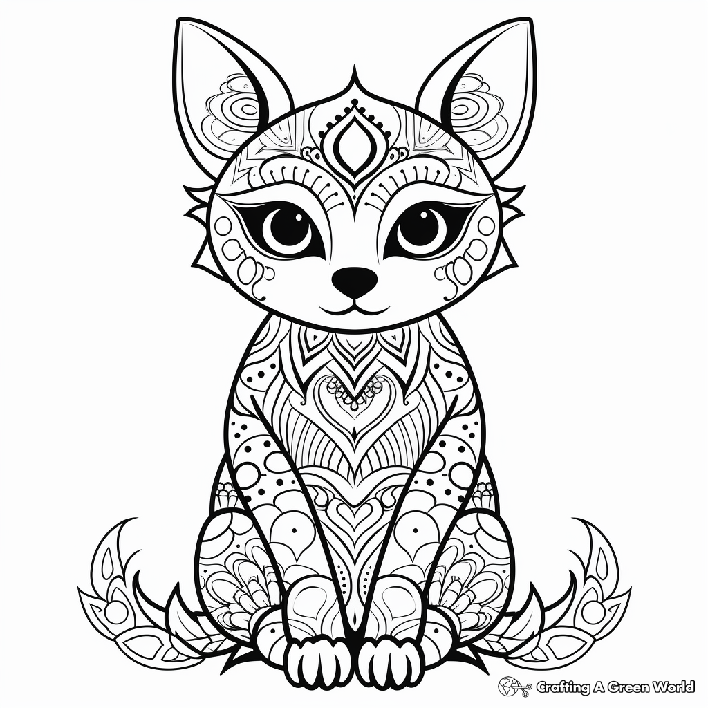 Graceful Siamese Cat Mandala Coloring Pages 4