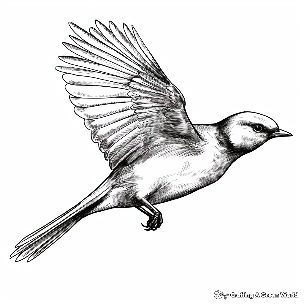 Graceful Sparrow in Flight Coloring Pages 3