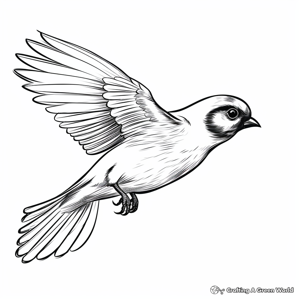 Graceful Sparrow in Flight Coloring Pages 4