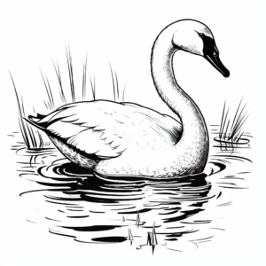 Graceful Trumpeter Swan Coloring Pages 1